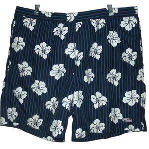 Chaps Mens Size Large Tropical Swim Shorts Trunks 7-1/2" inseam blue black white
